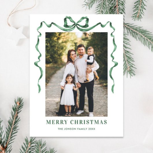 Festivals Sage Green Christmas Bow Ribbon 2 Foto Postkarte