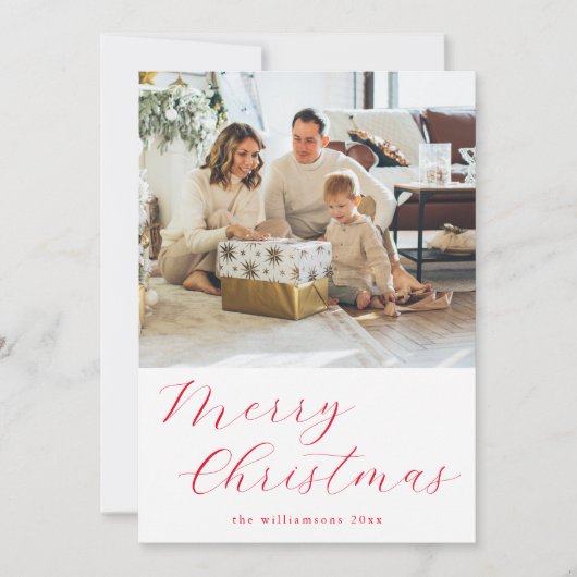 Festivals Script Red Simple Frohe Weihnachten Foto (Vorderseite)