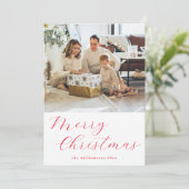 Festivals Script Red Simple Frohe Weihnachten Foto (Stehend Vorderseite)