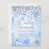 Festivals Silver Blue Winter ONEDERLAND 1. Geburts Einladung (Vorderseite)