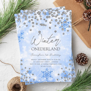 Festivals Silver Blue Winter ONEDERLAND 1. Geburts Einladung