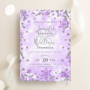 Festivals Silver Lila Glam Elegante Winterhochzeit Einladung