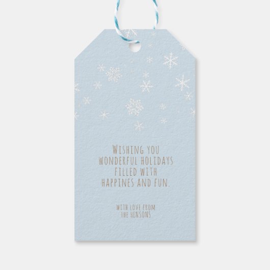 Festivals Snowflakes Botschaft Blauer Weihnachtsfe Geschenkanhänger (Rückseite)