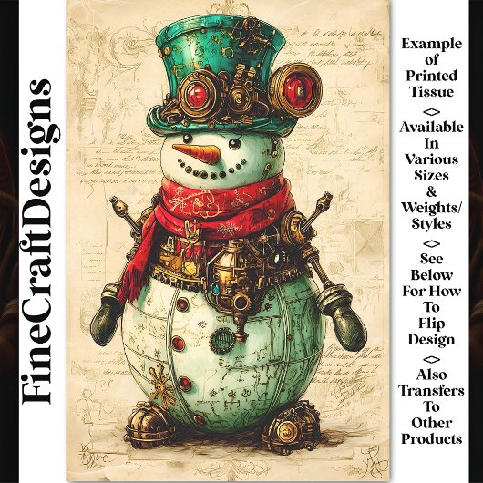 Festivals Snowman Steampunk Vibe BL1 Decoupage Seidenpapier