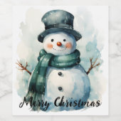 🎄 Festivals Snowman Wine Label 🍷 Weinetikett (Einzelnes Label)