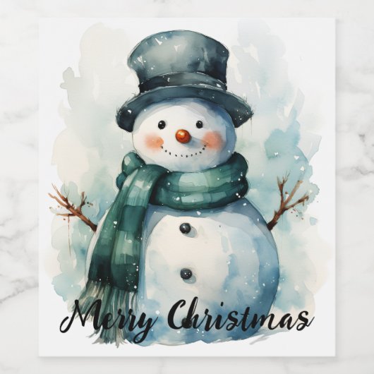 🎄 Festivals Snowman Wine Label 🍷 Weinetikett (Einzelnes Label)
