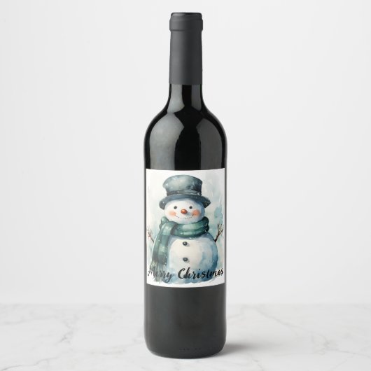 🎄 Festivals Snowman Wine Label 🍷 Weinetikett (Vorderseite)