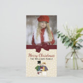 Festivals Snowmen Foto Grußkarte Feiertagskarte (Stehend Vorderseite)