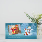Festivals Snowmen Fotokarte Feiertagskarte (Stehend Vorderseite)