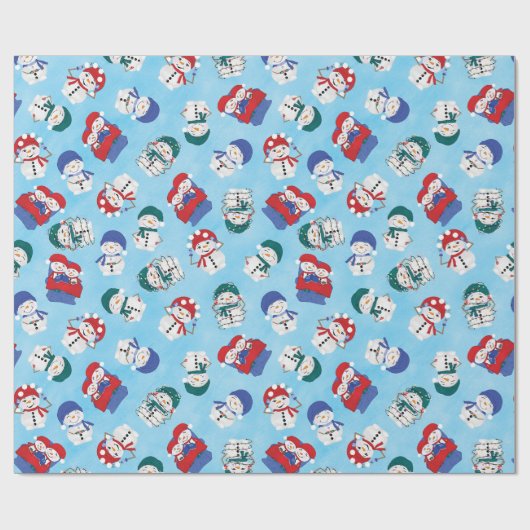Festivals Snowmen Weihnachtsmuster Geschenkpapier (Flach)