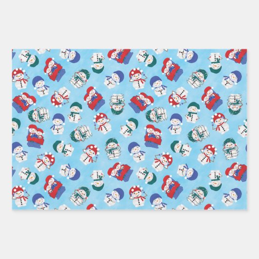 Festivals Snowmen Weihnachtsmuster Geschenkpapier Set (Vorderseite)