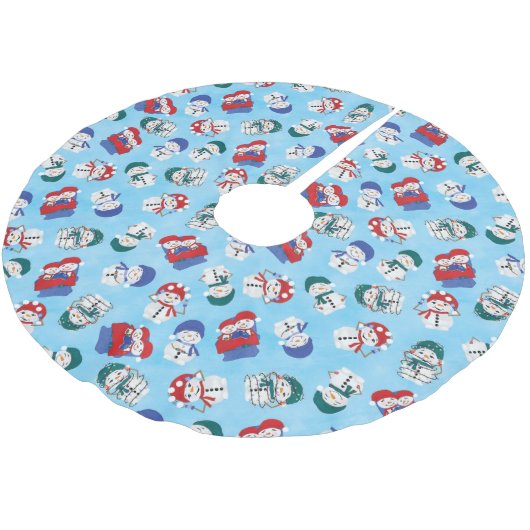 Festivals Snowmen Weihnachtsmuster Polyester Weihnachtsbaumdecke (Schrägansicht)