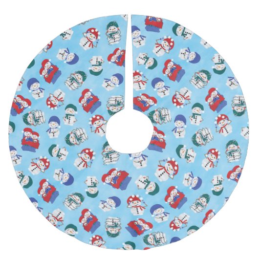 Festivals Snowmen Weihnachtsmuster Polyester Weihnachtsbaumdecke (Vorderseite)