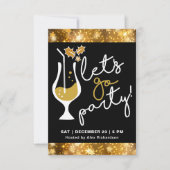 Festivals Sparkling Gold Fireworks Weihnachts-Part Einladung (Vorderseite)