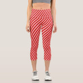 Festivals Spaß Peppermint Red Candy Cane Streifen Capri Leggings (Vorderseite)