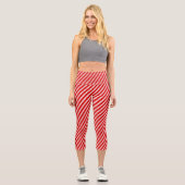 Festivals Spaß Peppermint Red Candy Cane Streifen Capri Leggings (Vorderseite)