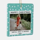 Festivals Spaß Türkis Star Muster Foto Keramikornament (Rechts)