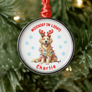 Festivals Spaß Wasserfarbe Golden Retriever Schnee Ornament Aus Metall