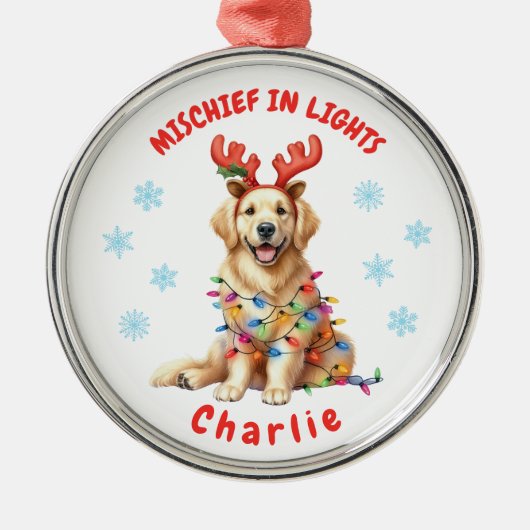 Festivals Spaß Wasserfarbe Golden Retriever Schnee Ornament Aus Metall (Vorne)