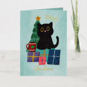 Festivals Stars Blue Gold Weihnachts Black Cat Kaf (Vorderseite)