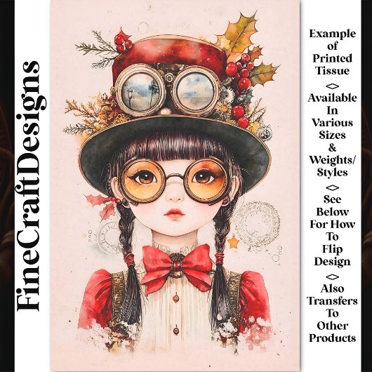 Festivals Steampunk Asian Woman BJ2 Decoupage Seidenpapier