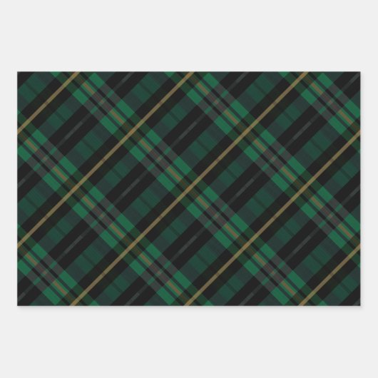 Festivals Stilvolles, dunkelwaldgrünes Kariertes M Geschenkpapier Set (Vorderseite 3)