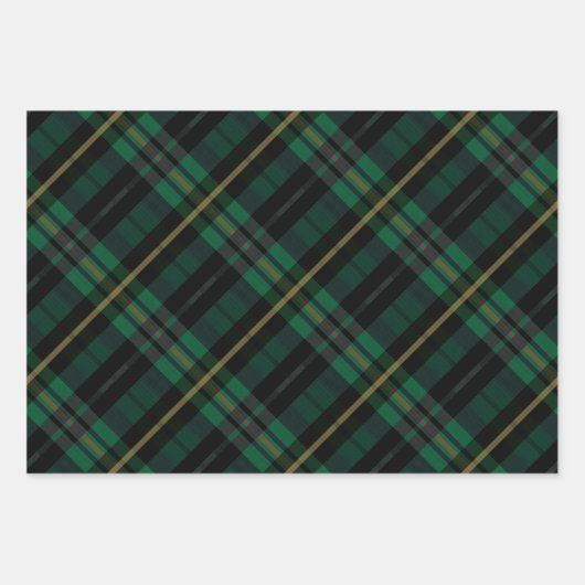 Festivals Stilvolles, dunkelwaldgrünes Kariertes M Geschenkpapier Set (Vorderseite 2)