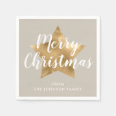 Festivals Taupe Gold Star Weihnachten Serviette (Vorderseite)
