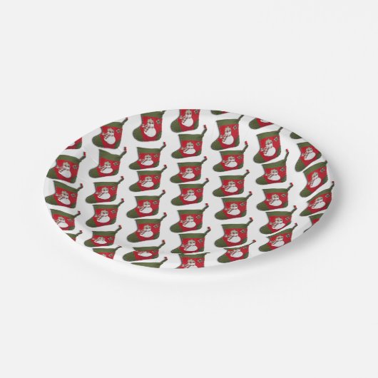 Festivals Tiled Snowman Weihnachts-Strumpf Party Pappteller (Schrägansicht)