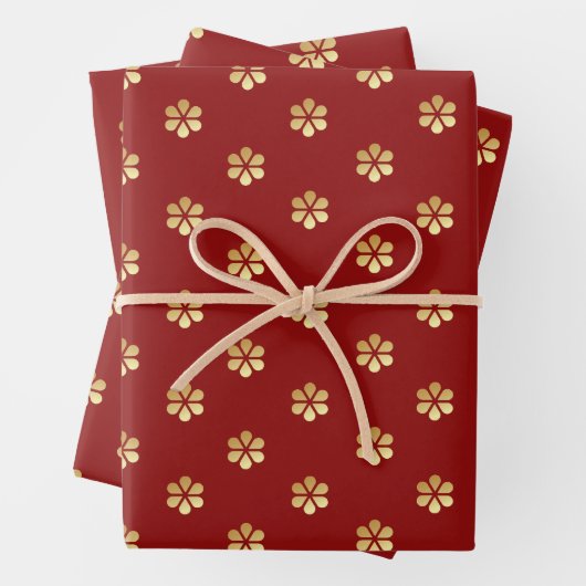 Festivals Trendy Christmas Red & Gold Daisy Geschenkpapier Set (Beispiel)