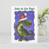 Festivals Tyrannosaurus Dino Weihnachten Einladung (Stehend Vorderseite)