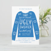 Festivals Ugly Sweater Hanukkah Party Einladungen (Stehend Vorderseite)