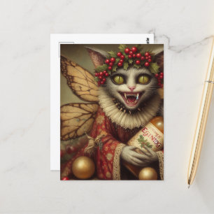 Festivals Vampire Cat Christmas Eggnog Postkarte