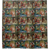 Festivals Viktorianische Weihnachtskartenkollektio Duschvorhang (Vorderseite)