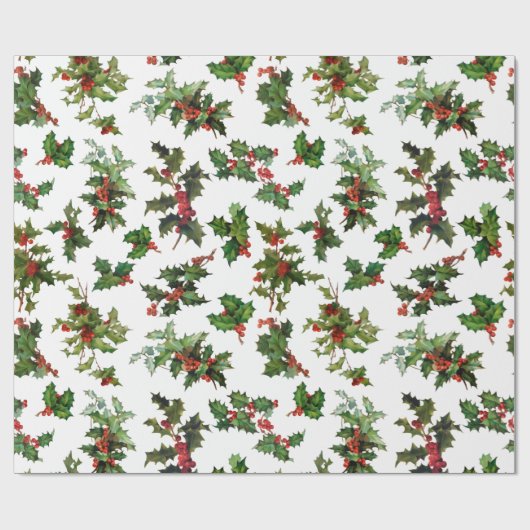 Festivals Vintag Style Holly Geschenkpapier (Flach)