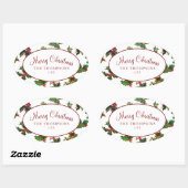 Festivals Vintag Style Holly Ovaler Aufkleber (Blatt)