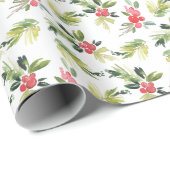 Festivals Wassercolor Holly Pattern Weihnachten Geschenkpapier (Rolleneckpunkt)