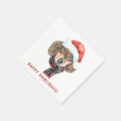 Festivals Wasserfarbe Dackel Weihnachten Serviette (Ecke)