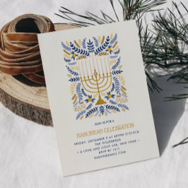 Festivals Wasserfarbe Menorah Floral Hanukkah PART Einladung