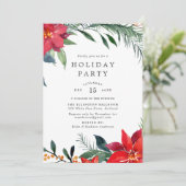 Festivals Wasserfarbe Poinsettia Wreath Einladung (Stehend Vorderseite)