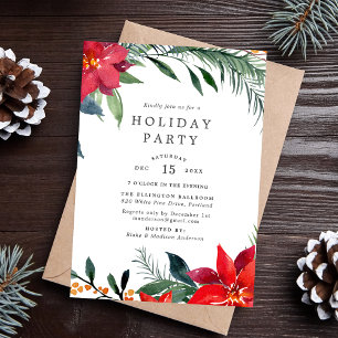 Festivals Wasserfarbe Poinsettia Wreath Einladung