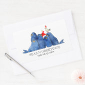 Festivals Wasserfarben-Seelöwen-Santas-Hutsticker Rechteckiger Aufkleber (Umschlag)