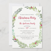 Festivals Watercolor Wreath Weihnachtskarte Party Einladung (Vorderseite)
