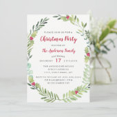 Festivals Watercolor Wreath Weihnachtskarte Party Einladung (Stehend Vorderseite)