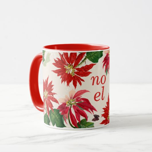 Festivals Weihnachten Poinsettia Floral Tasse (Vorderseite Links)