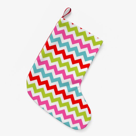 Festivals Zickzack Muster - Retro Holiday Streifen Kleiner Weihnachtsstrumpf (Vorderansicht (hängend))