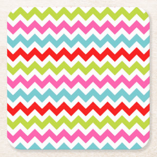 Festivals Zickzack Muster - Retro Holiday Streifen Rechteckiger Pappuntersetzer