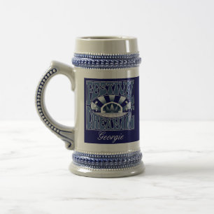 Festivalträume Vintage Retro Navy-Weiß Grafik Bierglas