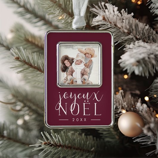 Festivaltyp | Joyeux Weihnachten Foto Rahmen-Ornament Silber