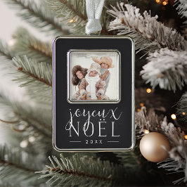 Festivaltyp | Joyeux Weihnachten Foto Rahmen-Ornament Silber